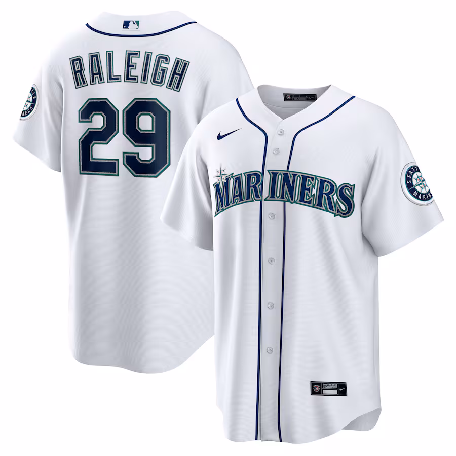 Men's Seattle Mariners Cal Raleigh Nike White Home Replica Jersey - ujerseystore