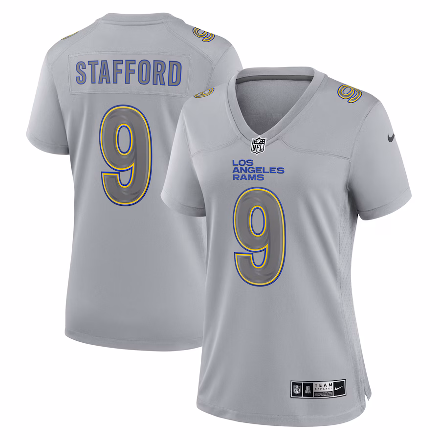 Women's Los Angeles Rams Matthew Stafford Nike Gray Atmosphere Fashion Game Jersey - ujerseystore