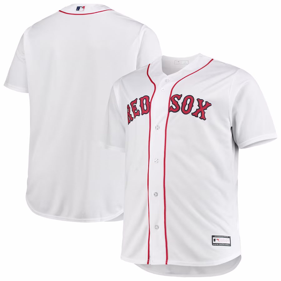 Men's Boston Red Sox White Big & Tall Home Replica Team Jersey - ujerseystore