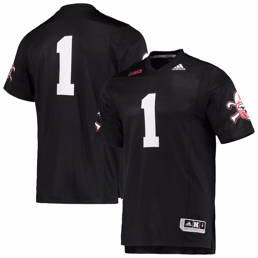 #1 Nebraska Huskers adidas Premier Strategy Jersey - Black - ujerseystore