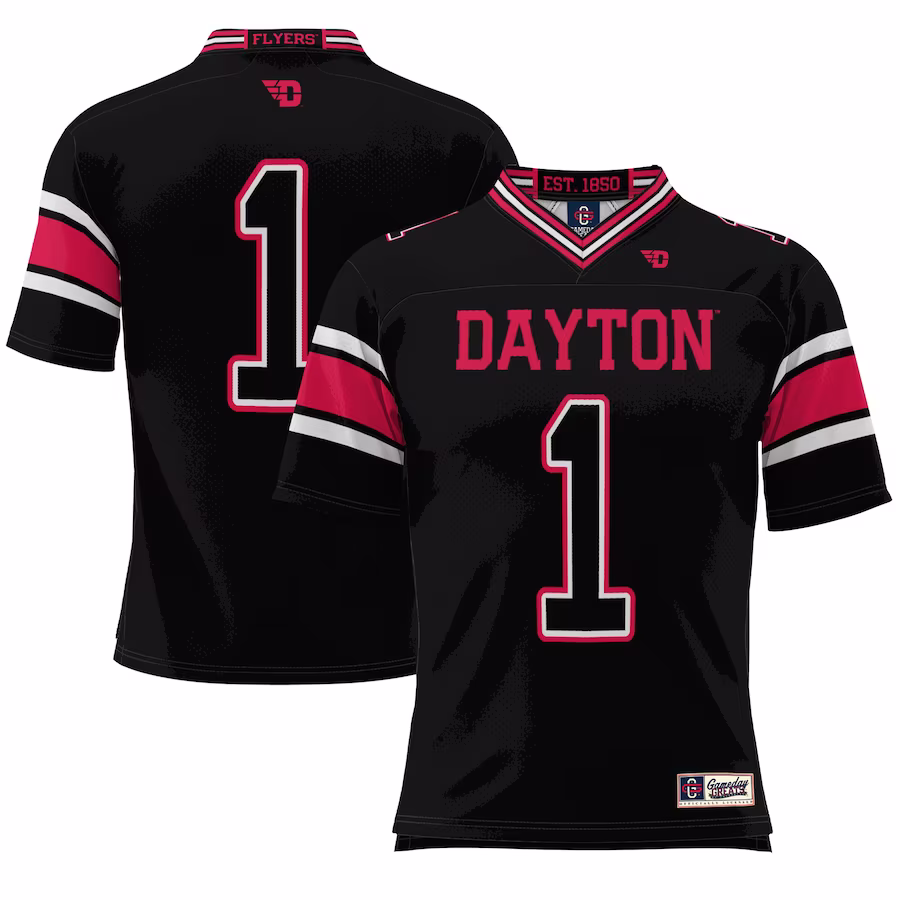 #1 Dayton Flyers GameDay Greats Endzone Football Jersey - Black - ujerseystore
