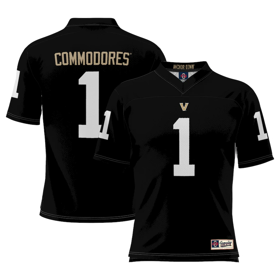 Men's GameDay Greats #1 Black Vanderbilt Commodores Football Jersey - ujerseystore