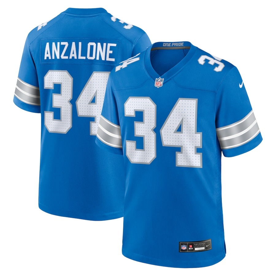 Men's Detroit Lions Alex Anzalone Nike Blue Game Jersey - ujerseystore