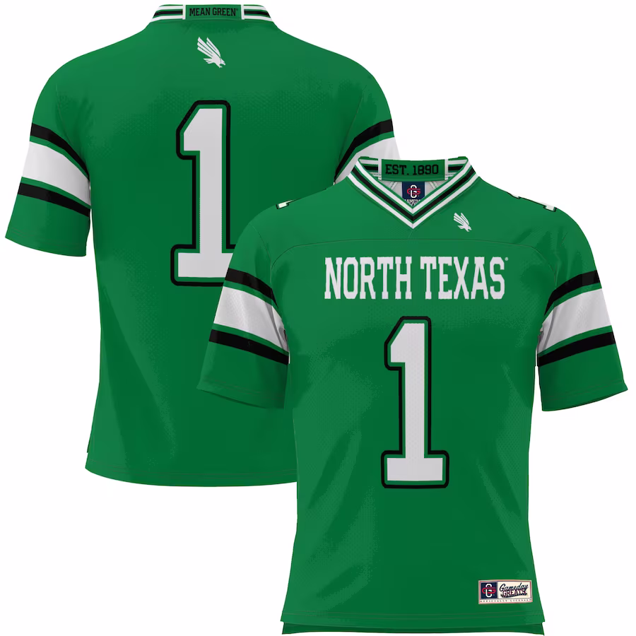 #1 North Texas Mean Green GameDay Greats Youth Endzone Football Jersey - Kelly Green - ujerseystore