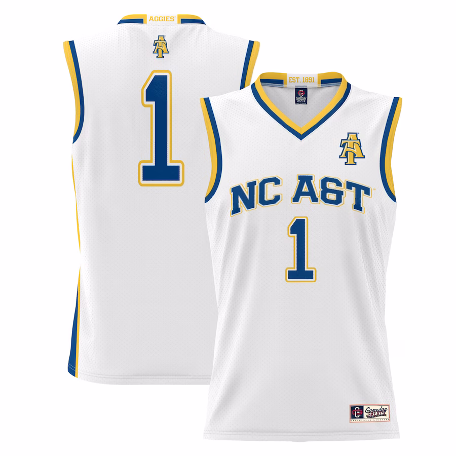 #1  North Carolina A&T Aggies GameDay Greats  Lightweight Basketball Jersey - White - ujerseystore