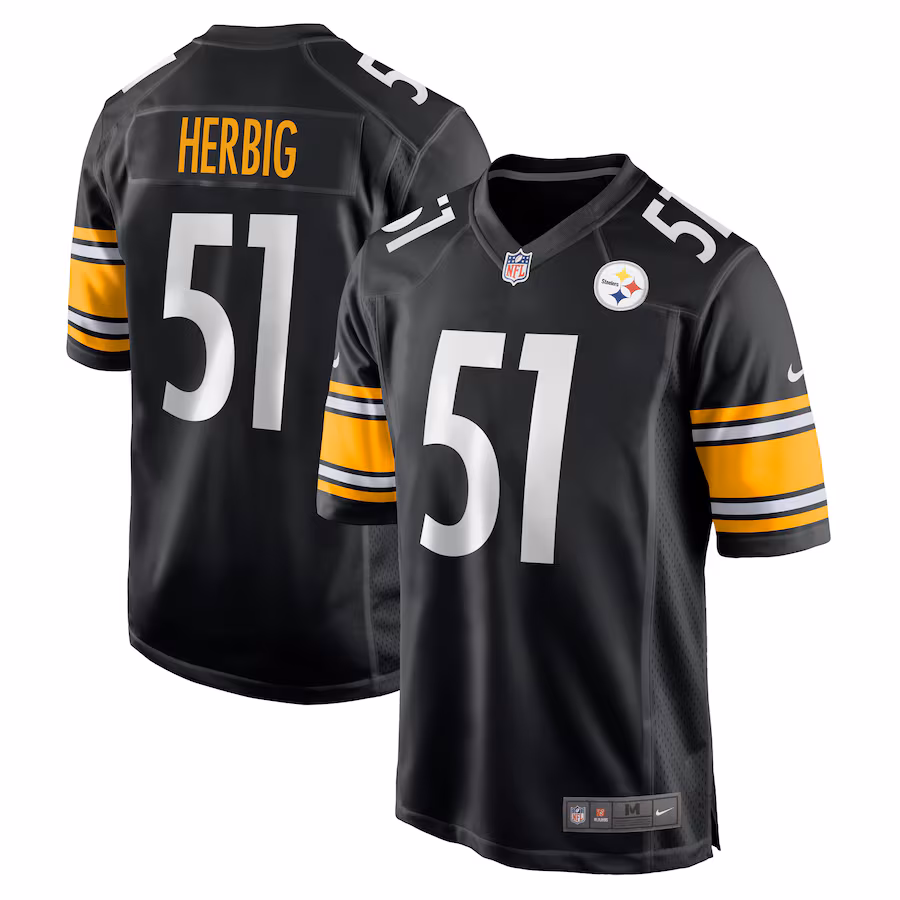 Men's Pittsburgh Steelers Nick Herbig Nike  Black  Game Jersey - ujerseystore