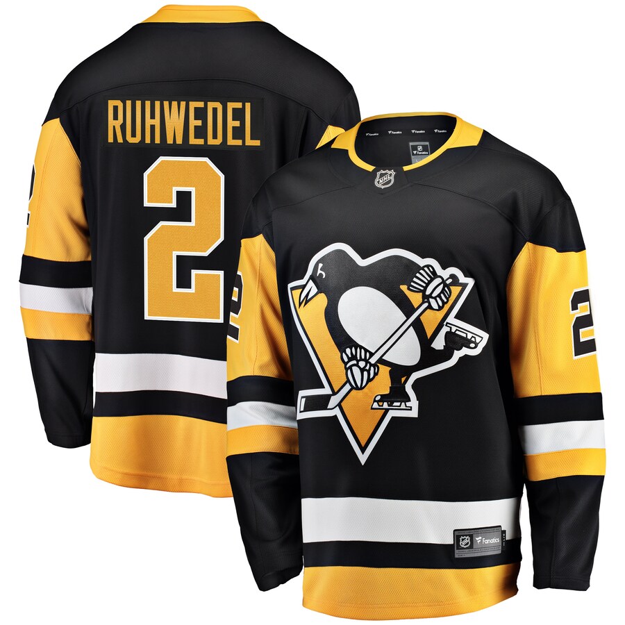Men's Pittsburgh Penguins Chad Ruhwedel Fanatics Branded Black Home Breakaway Player Jersey - ujerseystore