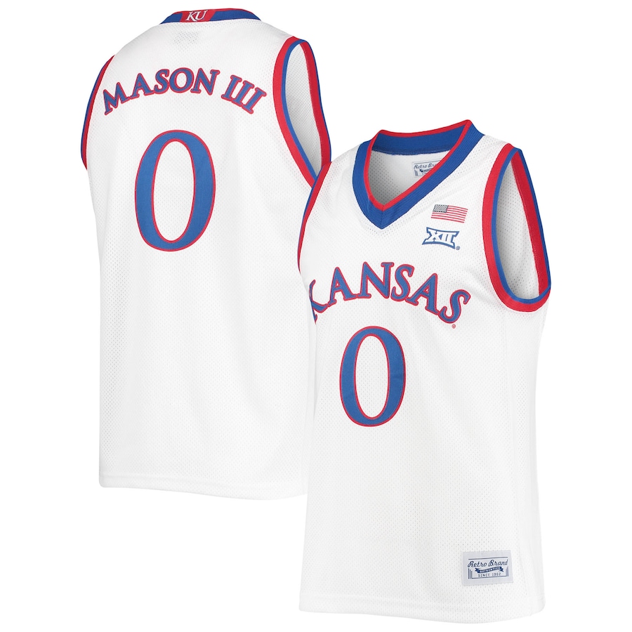Men's Original Retro Brand Frank Mason III White Kansas Jayhawks Commemorative Classic Basketball Jersey - ujerseystore