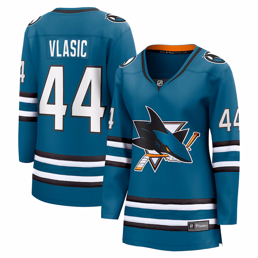 Women's San Jose Sharks Marc-Edouard Vlasic Fanatics Teal Home Breakaway Player Jersey - ujerseystore