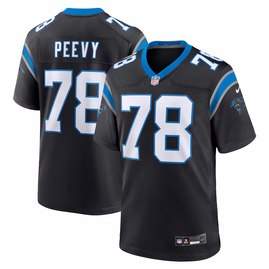 Men's Carolina Panthers Jayden Peevy Nike  Black  Game Jersey - ujerseystore