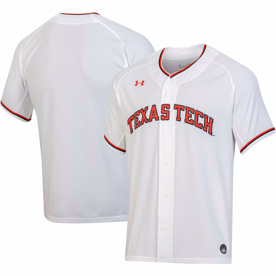 Men's Under Armour White Texas Tech Red Raiders Replica Baseball Jersey - ujerseystore