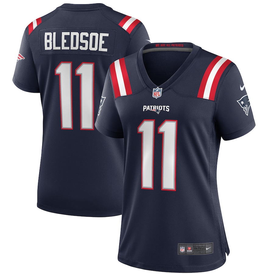 Women's New England Patriots Drew Bledsoe Nike Navy Game Retired Player Jersey - ujerseystore