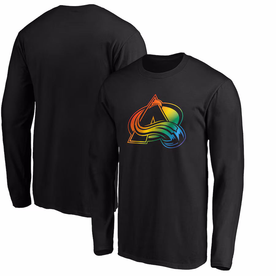 Men's Colorado Avalanche Black Team Pride Logo Long Sleeve T-Shirt - ujerseystore