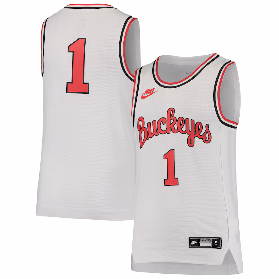 Youth Nike #1 White Ohio State Buckeyes Throwback Team Replica Basketball Jersey - ujerseystore