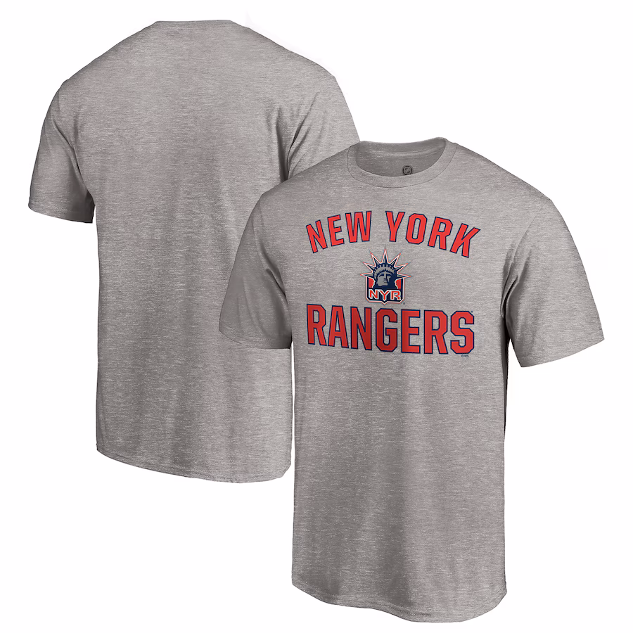 Men's New York Rangers Heather Gray Special Edition Victory Arch T-Shirt - ujerseystore