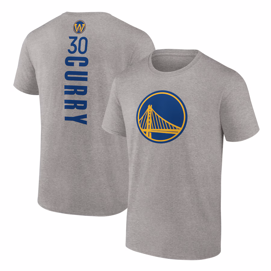 Men's Golden State Warriors Stephen Curry Heathered Gray Playmaker Name & Number T-Shirt - ujerseystore