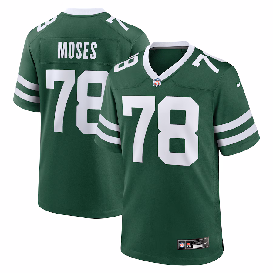 Men's New York Jets Morgan Moses Nike Legacy Green Game Jersey - ujerseystore