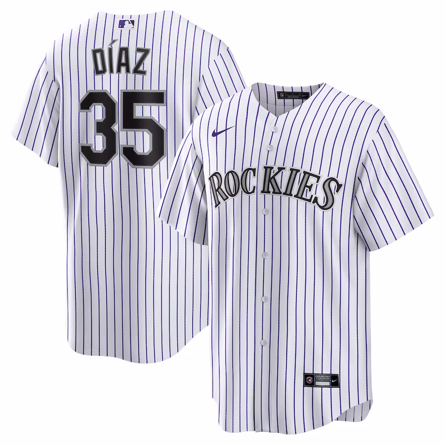 Men's Colorado Rockies Elias Díaz Nike White Home  Replica Player Jersey - ujerseystore