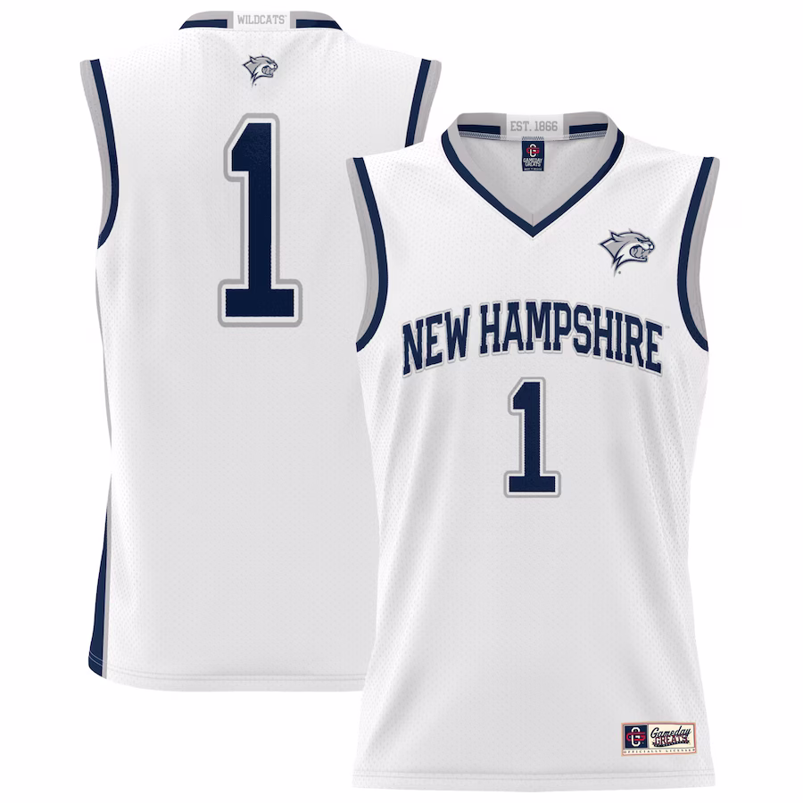 #1 New Hampshire Wildcats GameDay Greats Unisex Lightweight Basketball Jersey - White - ujerseystore