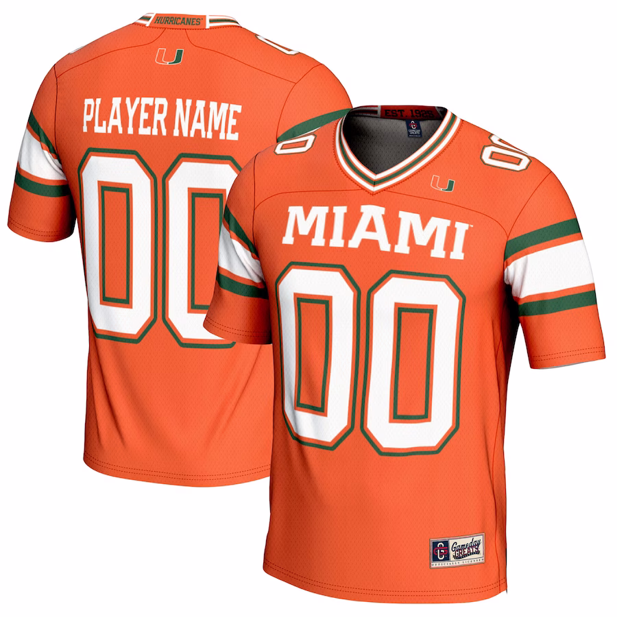 Miami Hurricanes GameDay Greats Youth NIL Pick-A-Player Football Jersey - Orange - ujerseystore