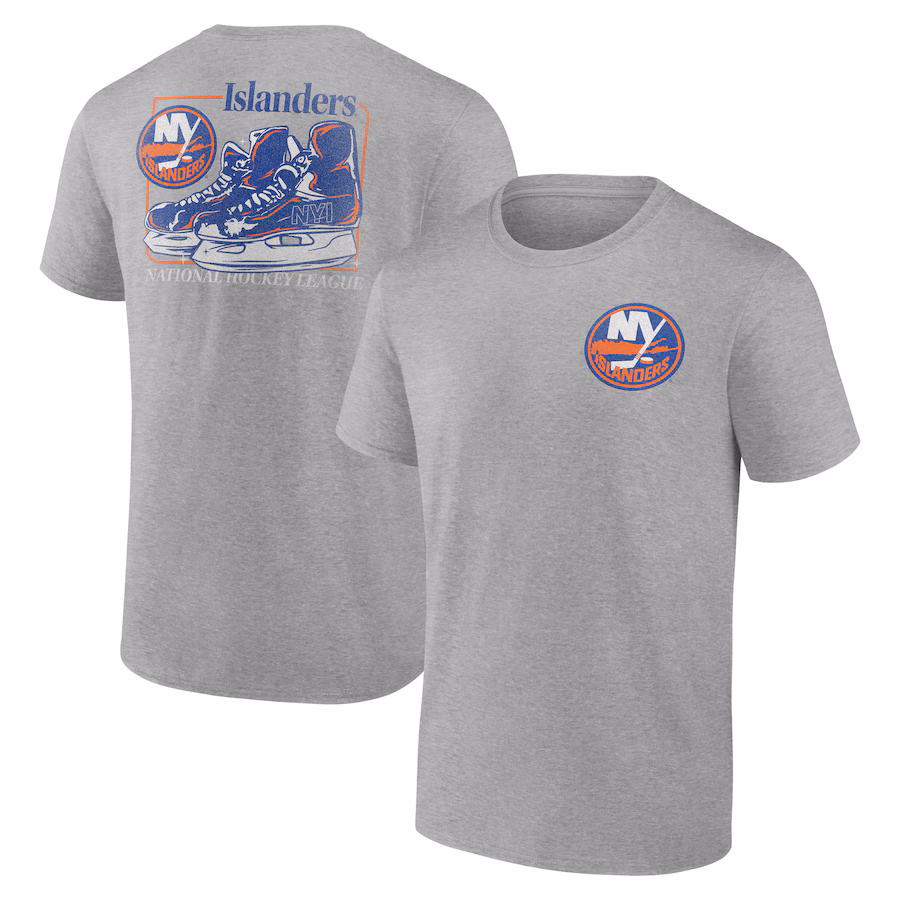 Men's New York Islanders Heather Gray Glory Skates T-Shirt - ujerseystore