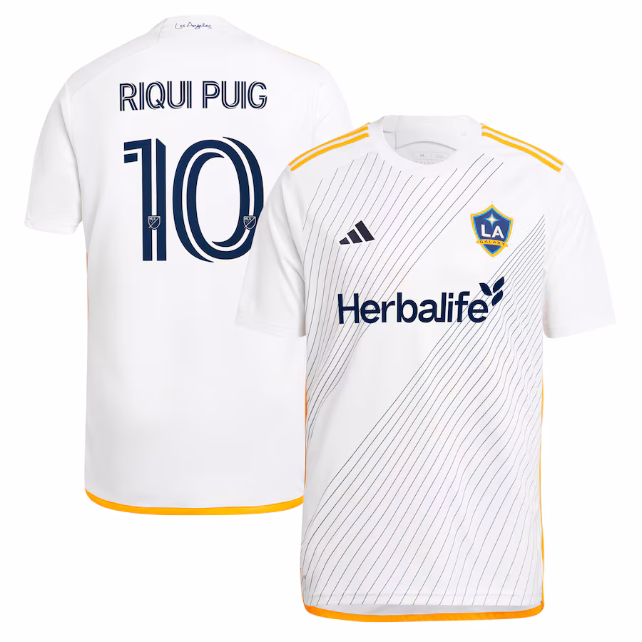 Men's LA Galaxy Riqui Puig adidas White 2024 Angeleno Kit Replica Player Jersey - ujerseystore
