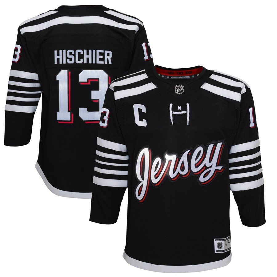 Youth New Jersey Devils Nico Hischier Black 2021/22 Alternate Premier Player Jersey - ujerseystore