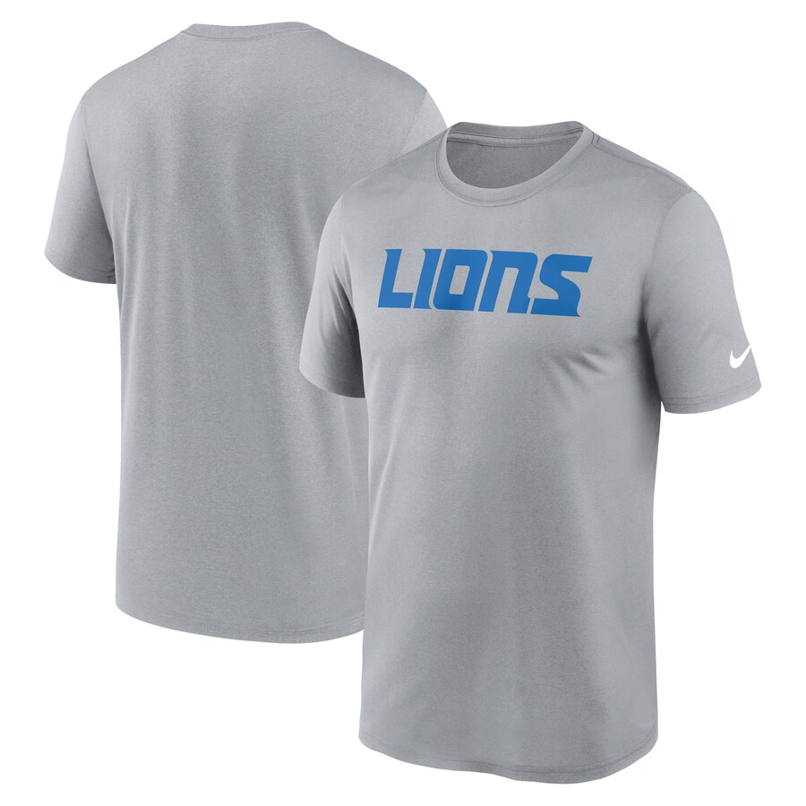 Men's Detroit Lions Nike Heather Gray Primetime Legend Wordmark Performance T-Shirt - ujerseystore