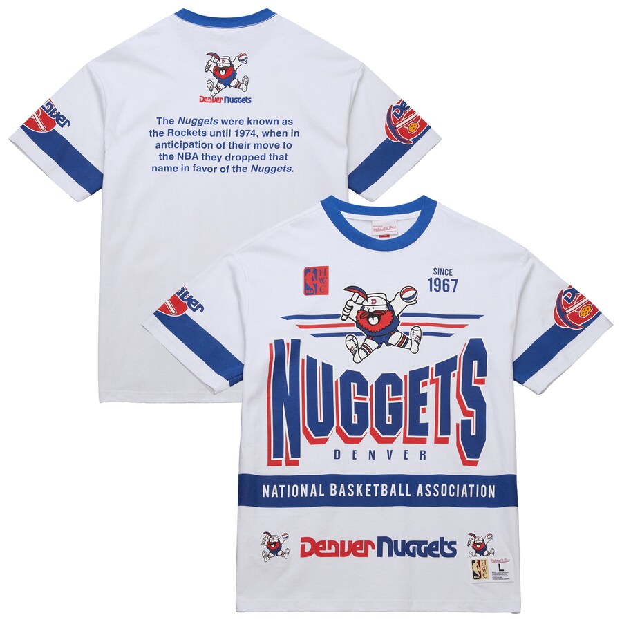 Unisex Denver Nuggets  Mitchell & Ness White Hardwood Classics Vintage Team Origins Premium T-Shirt - ujerseystore