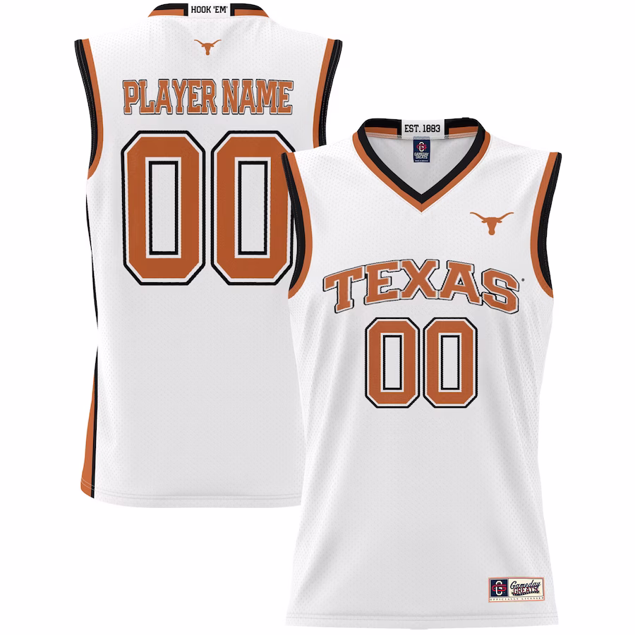 Texas Longhorns GameDay Greats Youth NIL Pick-A-Player Lightweight Basketball Fashion Jersey - White - ujerseystore