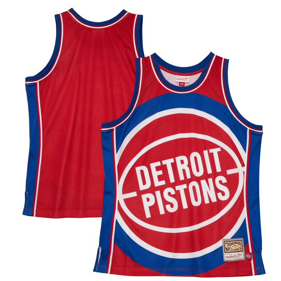 Men's Detroit Pistons  Mitchell & Ness Red Hardwood Classics Blown Out Fashion Jersey - ujerseystore