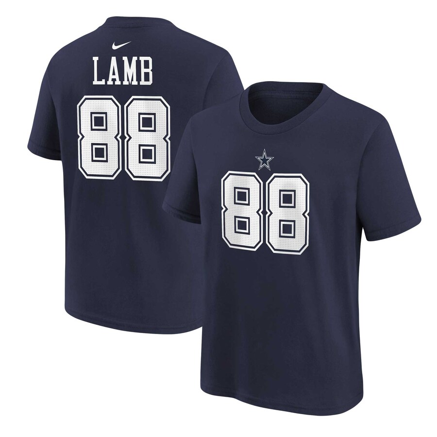 Youth Dallas Cowboys CeeDee Lamb Navy Nike Player Name & Number T-Shirt - ujerseystore