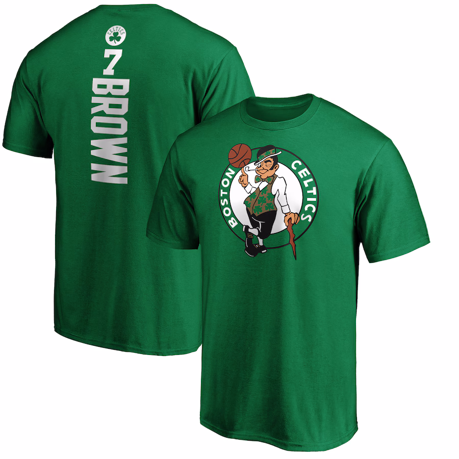 Men's Boston Celtics Jaylen Brown Kelly Green Playmaker Name & Number T-Shirt - ujerseystore