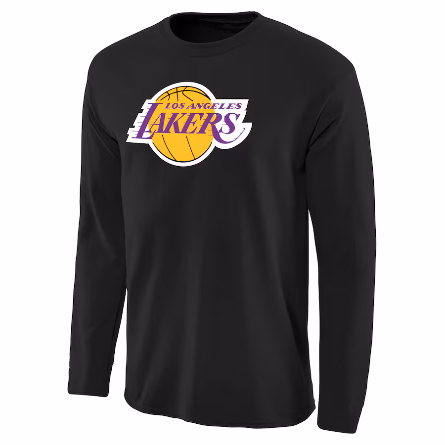 Men's Los Angeles Lakers Black Primary Logo II Long Sleeve T-Shirt - ujerseystore