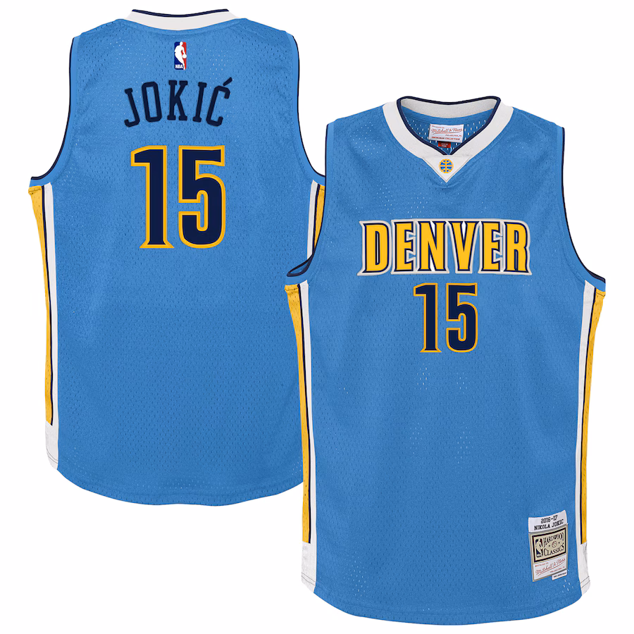 Youth Denver Nuggets Nikola Jokic Mitchell & Ness Light Blue 2016/17 Hardwood Classics Swingman Jersey - ujerseystore