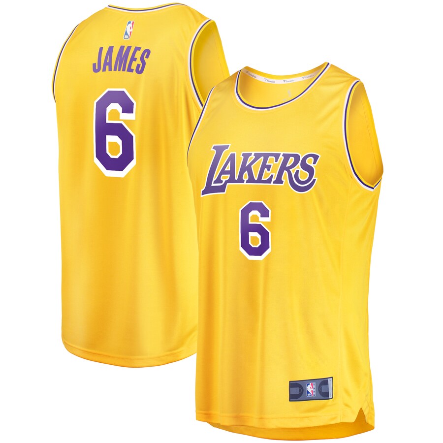Men's Los Angeles Lakers LeBron James Fanatics Gold #6 Fast Break Replica Player Jersey - Icon Edition - ujerseystore