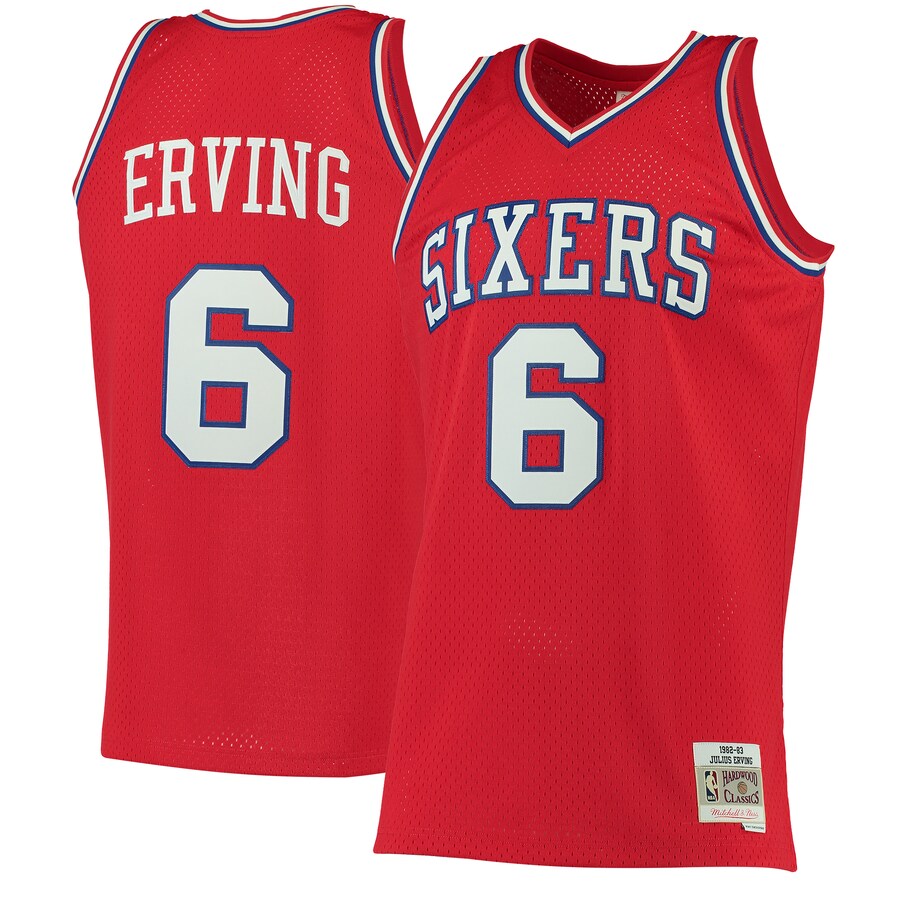 Men's Philadelphia 76ers Julius Erving Mitchell & Ness Red Hardwood Classics Swingman Jersey - ujerseystore