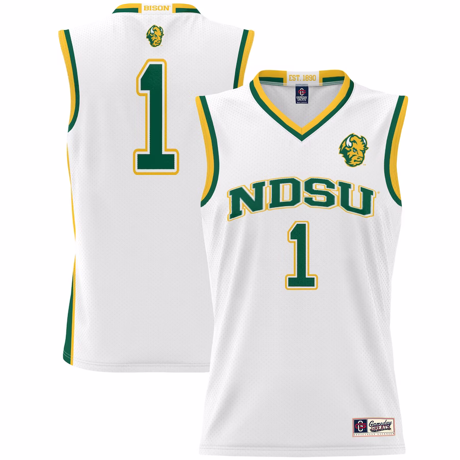 #1 NDSU Bison GameDay Greats Youth Lightweight Basketball Jersey - White - ujerseystore