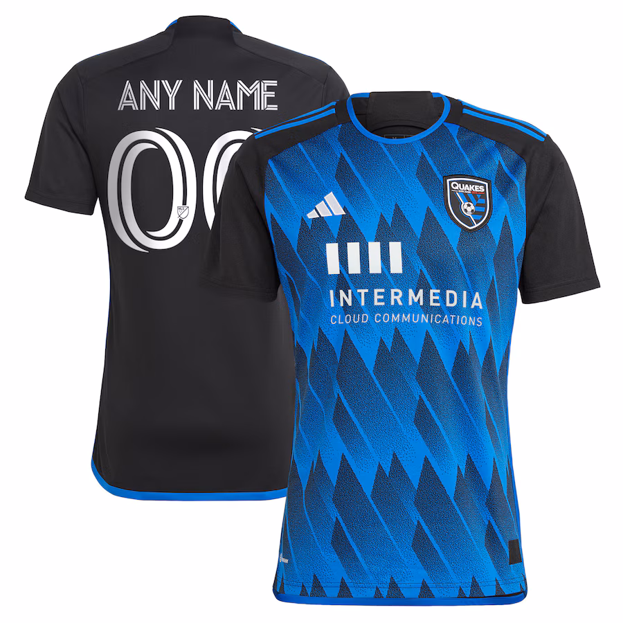 Men's San Jose Earthquakes adidas Blue 2023 Active Fault Jersey Replica Custom Jersey - ujerseystore