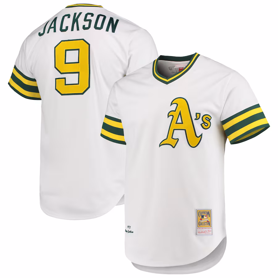 Men's Athletics Reggie Jackson Mitchell & Ness White 1972 Cooperstown Collection Authentic Jersey - ujerseystore