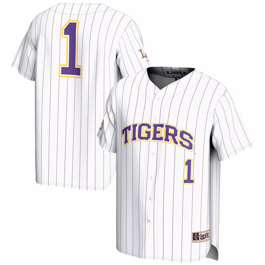 Men's GameDay Greats #1 White LSU Tigers Lightweight Baseball Jersey - ujerseystore