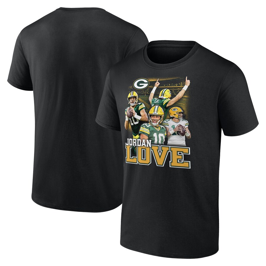 Men's Green Bay Packers Jordan Love Fanatics Black Notorious Player Graphic T-Shirt - ujerseystore