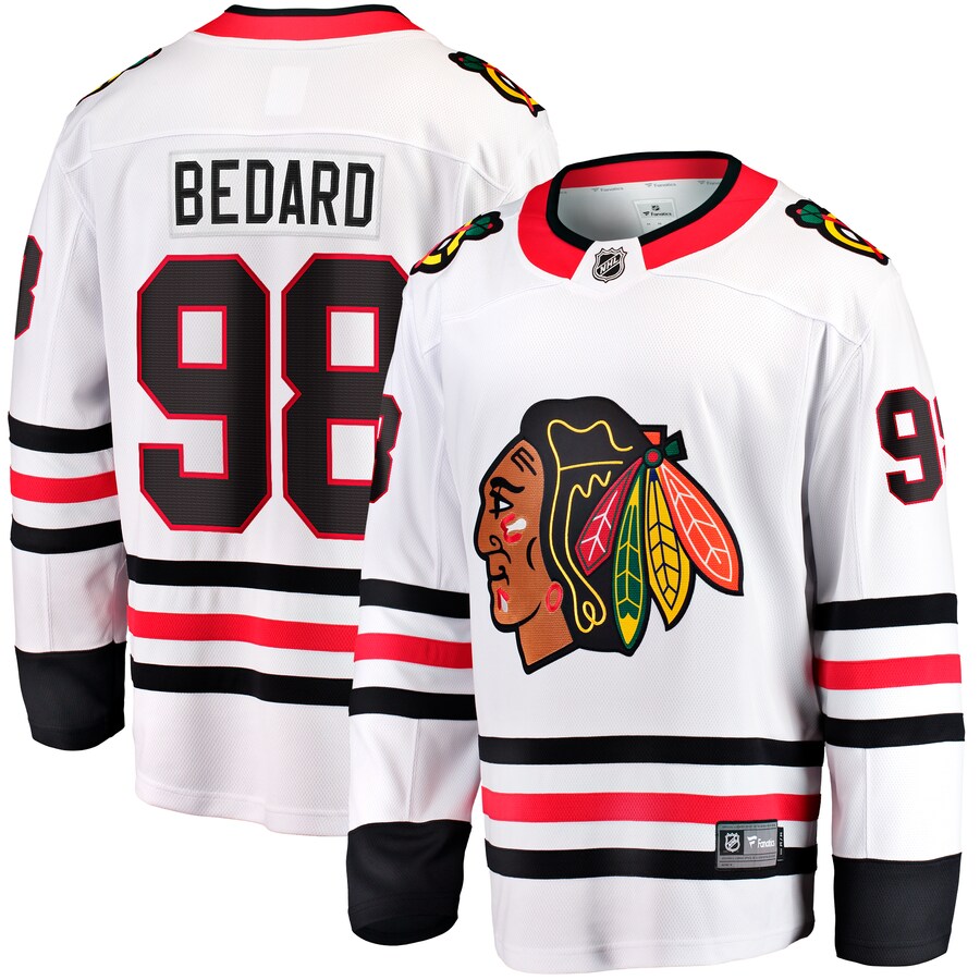 Men's Chicago Blackhawks Connor Bedard Fanatics Branded White Away Breakaway Player Jersey - ujerseystore
