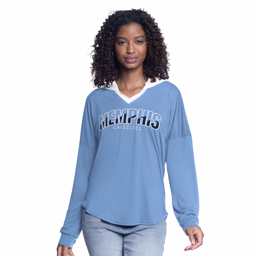 Women's Memphis Grizzlies G-III 4Her by Carl Banks Light Blue Bench Player Oversized Long Sleeve Hooded Top - ujerseystore