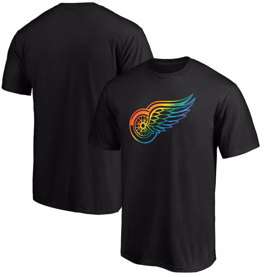 Men's Detroit Red Wings Black Team Pride Logo T-Shirt - ujerseystore
