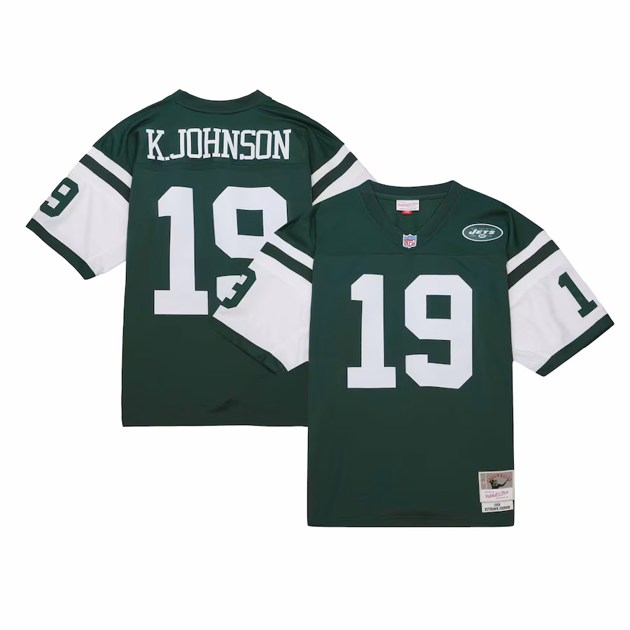 Men's New York Jets Keyshawn Johnson Mitchell & Ness Green Legacy Replica Jersey - ujerseystore