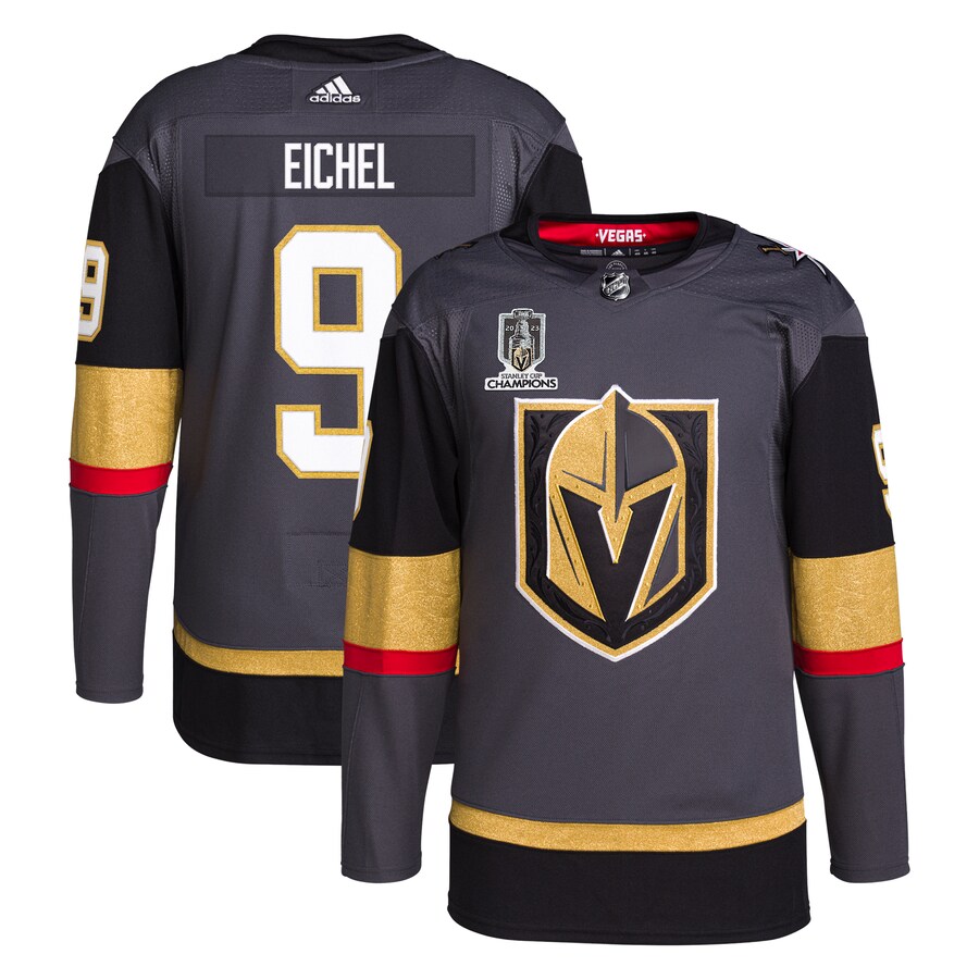 Men's Vegas Golden Knights Jack Eichel adidas Gray 2023 Stanley Cup Champions Authentic Alternate Player Jersey - ujerseystore