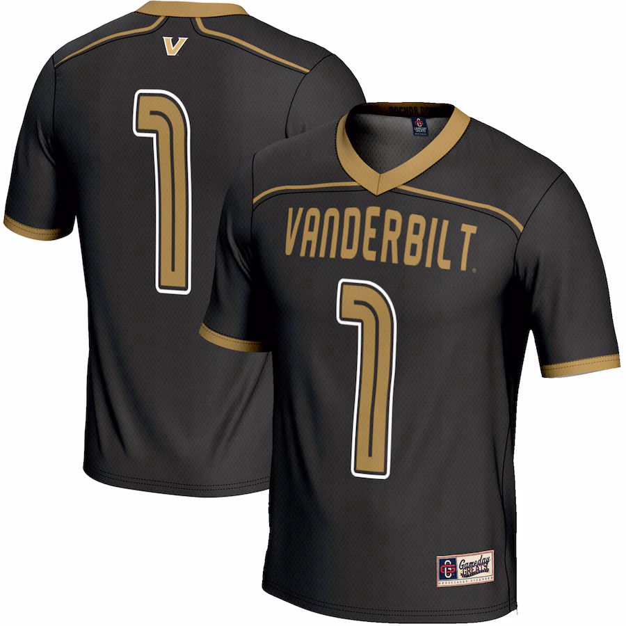 #1 Vanderbilt Commodores GameDay Greats Lightweight Men's Lacrosse Jersey - Black - ujerseystore