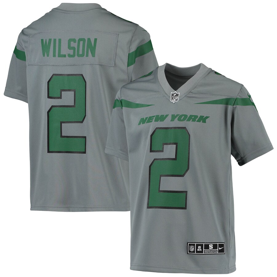 Youth New York Jets Zach Wilson Nike Gray Inverted Team Game Jersey - ujerseystore