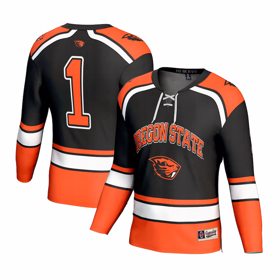 Youth GameDay Greats #1 Black Oregon State Beavers Lightweight Hockey Fashion Jersey - ujerseystore